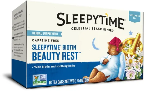 Vista 4 de Celestial Seasonings Sleepytime Biotin Beauty Rest Tea, caja de 18 bolsas de té