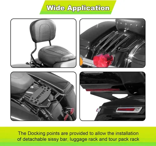 Vista 2 de Mofun Kit de Hardware de Acoplamiento de 4 Puntos con Cubiertas Magnéticas Moleteadas Compatible con Harley Touring Street Road Electra Glide Road