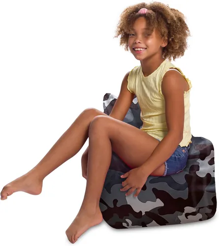 Vista 39 de Posh Creations Puf estructurado cómodo para jugar, leer y ver la televisión, silla Pasadena, lona - Estrellas esbozadas