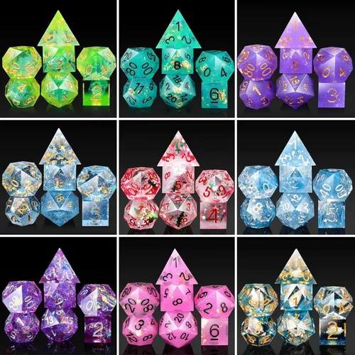 Vista 248 de DNDND Dados de Resina Ojo DND de Borde Afilado Dado de D&D con Estuche de Regalo para Juego de Dungeons and Dragons (Ojo de Dragón Verde)