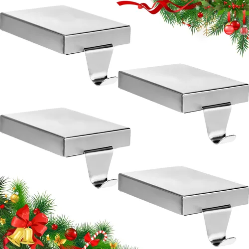 Vista 9 de Soportes de calcetines de Navidad de Zonon para repisa, ganchos de hierro resistentes para calcetines, mantel con almohadilla protectora