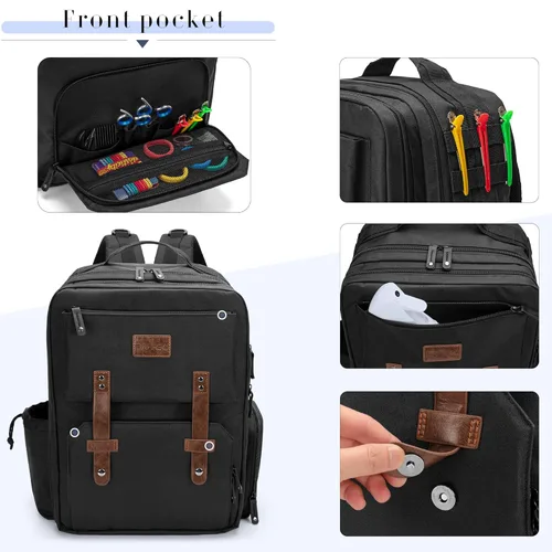 Vista 5 de BAFASO Estuche de peluquero de viaje, bolsa de peluquería de gran capacidad con capacidad para varias herramientas de corte de cabello (solo bolsa)