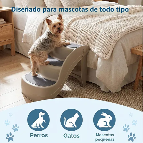 Vista 6 de [Usado] Escaleras plegables de plástico para mascotas, durables, interiores o al aire libre, diseño de 4 pasos, 3 pasos, Bronceado