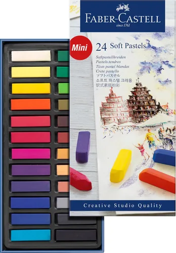FABER-CASTELL Creative Studio - Mini palitos pastel suaves (1.25 pulgadas), 24 colores vivos