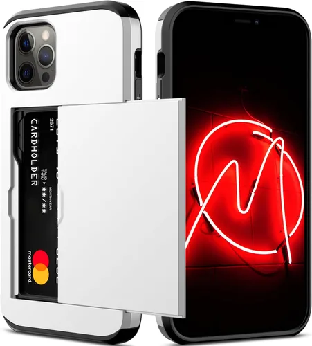 Vista 16 de Nvollnoe Funda para iPhone 12 Mini con tarjetero resistente de protección de doble capa a prueba de golpes con ranura para tarjeta oculta delgada