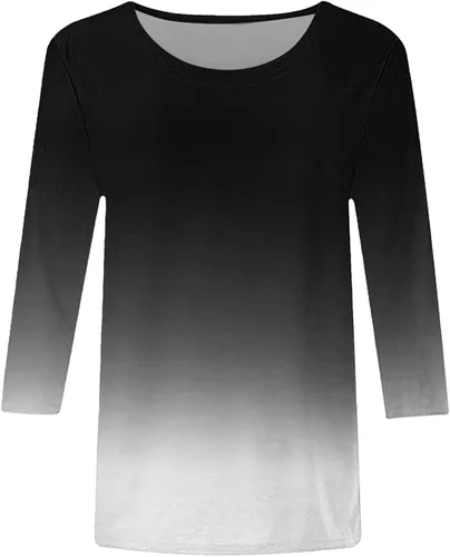 Vista 2 de Blusas de verano para mujer 2023, blusas de verano de manga tres cuartos con cuello redondo y estampado casual