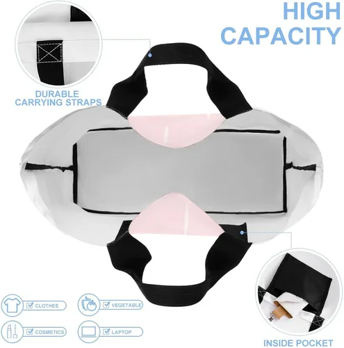 Vista 4 de Bolsas reutilizables para comestibles, bolsas de compras reutilizables plegables con asas, bolsa de comestibles resistente para comestibles kawaii