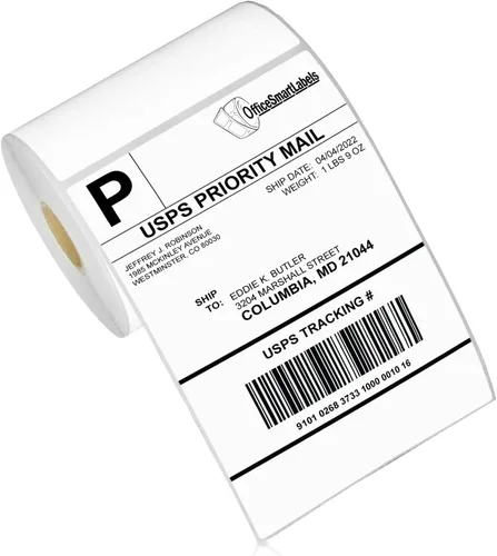 OfficeSmartLabels Etiquetas térmicas directas de 4 x 6 pulgadas - Compatible con impresoras de etiquetas de escritorio Zebra & Rollo y más - Núcleo