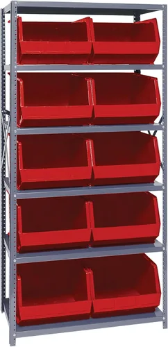 Vista 146 de Quantum QSBU-245BK Heavy Duty Shelving Unit with (7) Shelves and (24) QUS245 Black Bins for Garage Warehouse Storage Distribution 400 lb Load