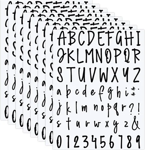 Sepamoon 552 calcomanías de letras, 8 hojas autoadhesivas de vinilo del alfabeto, calcomanías de números de buzón impermeables para manualidades,