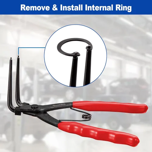 Vista 5 de Toolwiz Alicates de Anillo de Retención Resistentes, Anillo de Retención Interno Alicates de Clip Circlip C de 90 Grados para Camiones, Rojo