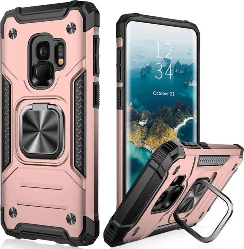 Vista 22 de IKAZZ Funda protectora para Galaxy S9, grado militar, a prueba de golpes, resistente, para pasar la prueba de caída de 16 pies con soporte