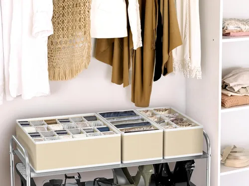 Vista 8 de Simple Houseware Juego de 4 organizadores de cajones, separadores de armario para ropa interior, calcetines, sujetadores, bufandas, corbatas, cajas