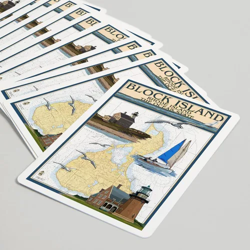 Vista 5 de Lantern Press Block Island, Rhode Island, Tabla náutica (52 cartas de juego, baraja de cartas de tamaño póquer con comodinos)
