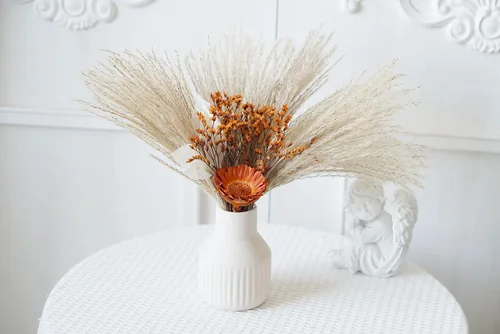Orange Series - Ramo de flores secas y preservadas, relleno de jarrón, decoración de flores naturales, arreglo floral, centro de mesa, decoración de