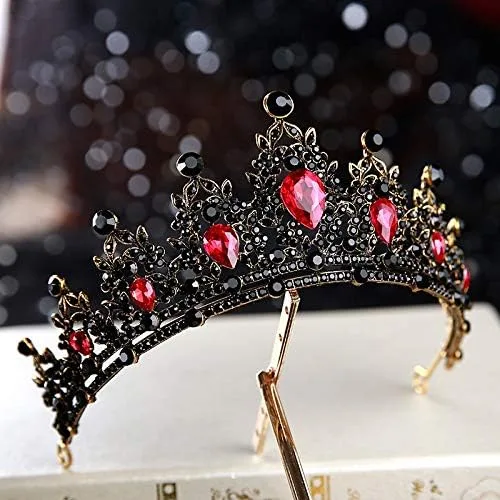 hair jewelry crown tiaras for women Baroque Retro Black Bridal Crystal Tiaras Crowns Princess Pageant Prom Rhinestone Veil Tiara Wedding Hair