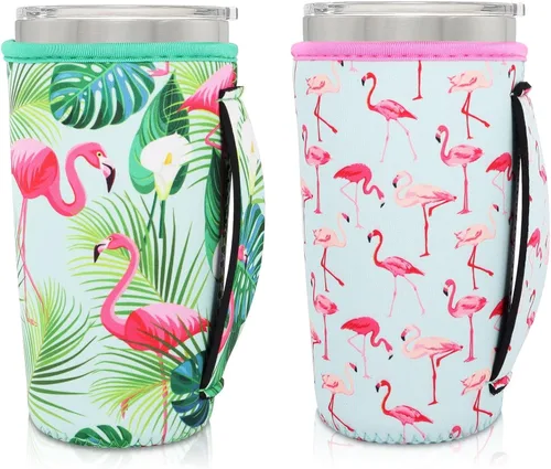 Vista 21 de Mangas aisladas de neopreno con asa para vasos de 30 a 32 onzas, funda reutilizable para tazas de café helado para tazas de café XL de 38-42 onzas