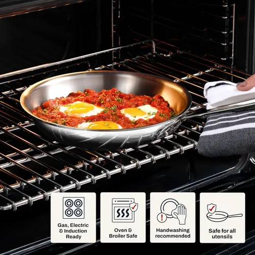 Vista 6 de All-Clad D3® Sartén de acero inoxidable de 10 pulgadas, fabricada en los Estados Unidos