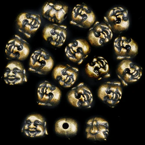 Vista 2 de RUBYCA Buddha cuentas sueltas de metal antiguo estilo tibetano espaciador para hacer joyas, pulseras, collares, manualidades