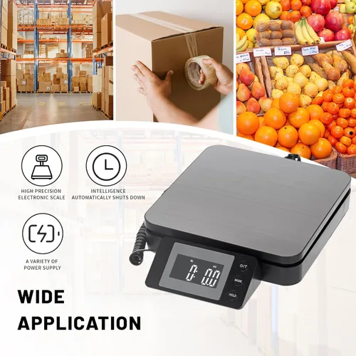 Vista 7 de Báscula postal digital de 110 libras, báscula de envío de acero inoxidable para paquetes con 5 modos de pesaje, funciones de tara y retención