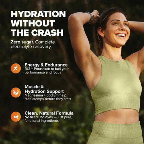 Vista 7 de Rosabella Bebida electrolítica en polvo, naranja, suplemento de hidratación sin azúcar, electrolitos con sodio, potasio, magnesio, calcio