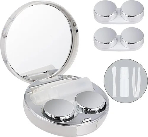 Paquete de 1 kit de funda para lentes de contacto, 2 fundas para lentes de contacto adjuntas que se pueden reemplazar, uso diario al aire libre