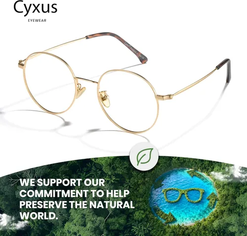 Vista 9 de Cyxus Gafas Redondas con Bloqueo de Luz Azul para Hombres y Mujeres, Marco de Alambre, Ultraligeras, Cómodas, para Oficina, Computadora