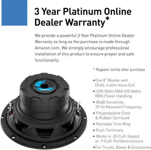 Vista 2 de Subwoofer de doble bobina de voz Planet Audio AC15D 15 pulgadas 2100 W., 8 pulgadas, 8 pulgadas, Negro