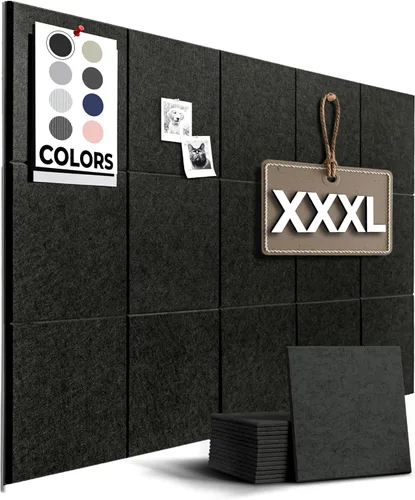 WALLHERO Vision Board - Tablero grande de corcho para paredes de 59 x 36 pulgadas, tablero de anuncios negro, paquete de 15 azulejos de pared de