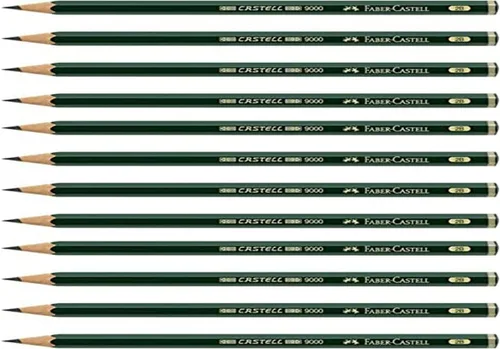 Faber-Castell Pencils, Castell 9000 Graphite art 2B pencils for drawing, sketching - 12 Artist pencils