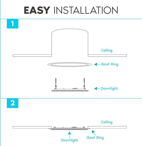 Vista 6 de Luxrite Paquete de 4 anillos blancos para luces empotradas de 5/6 pulgadas y lámparas de techo, diámetro exterior de 8 pulgadas, diámetro