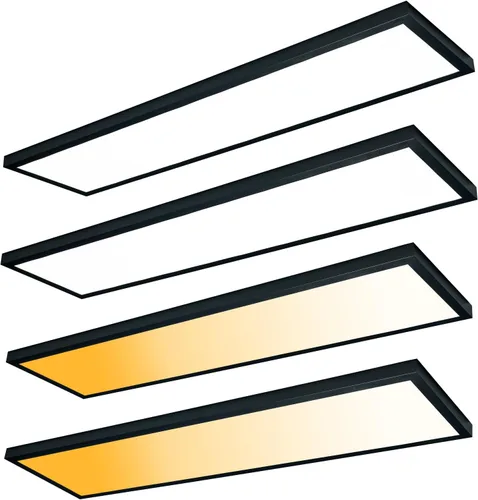 Vista 15 de Lámpara de panel plano LED negra de 1x4 pies, montaje en superficie, 5000K-4000K-3000K seleccionable y regulable Triac, lámpara de techo rectangular