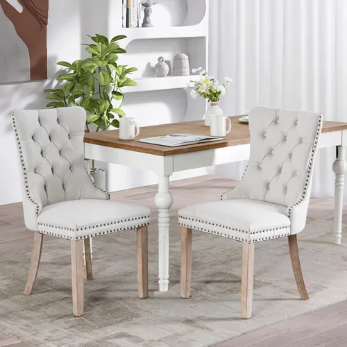 Vista 26 de SoarFlash Juego de 6 sillas de comedor de terciopelo, silla lateral de respaldo alto, silla lateral tapizada moderna de alta gama con capitoné