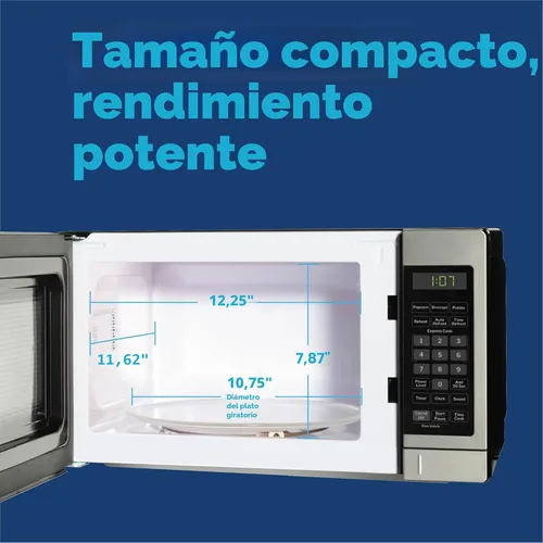 Vista 3 de Horno microondas compacto de GE para encimera, de 0.7 pies cúbicos, capacidad de 700 vatios, 6 configuraciones de cocción automática, tecnología