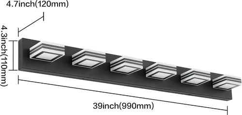 Vista 5 de SOLFART Lámparas LED para tocador de baño: 3 luces de níquel cepillado moderno acrílico para pared de baño sobre espejo de 20 pulgadas 5CCT Níquel