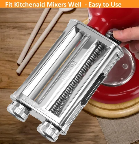 Vista 8 de Pasta Maker Attachment for KitchenAid Stand Mixers,Sturdy 3 in 1 Set Included Pasta Sheet Roller, Spaghetti and Fettuccine Cutter Accessories-Unique