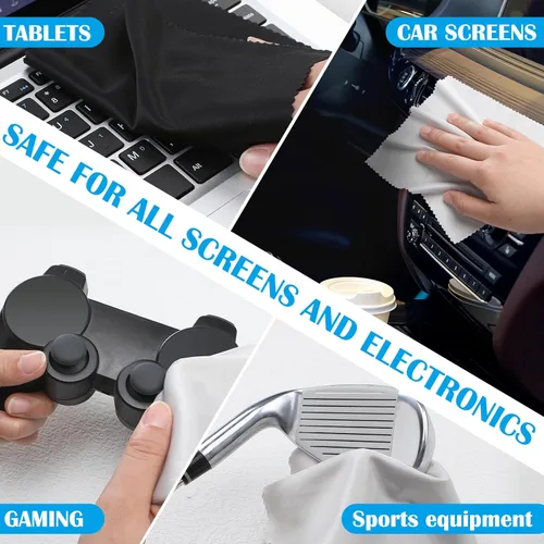 Vista 7 de Fabbay 200 paños de limpieza de microfibra para lentes, paños de microfibra de pantalla de 7 x 6 pulgadas, toallitas para lentes para lentes, Negro