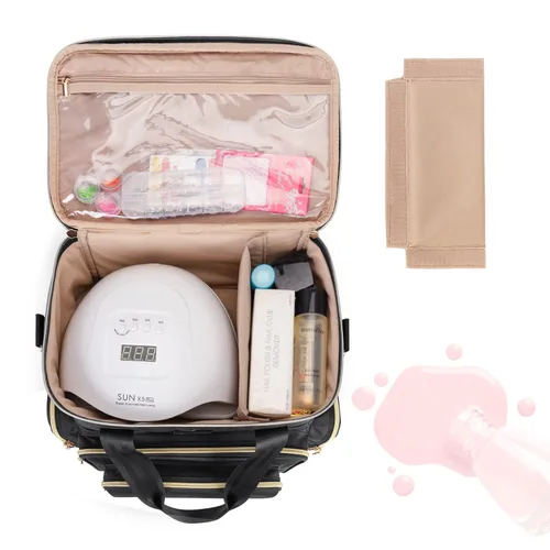 Vista 3 de BAFASO Organizador de esmalte de uñas de doble capa con capacidad para 70 botellas (15 ml - 0.5 fl oz) y un secador de uñas, estuche para esmalte