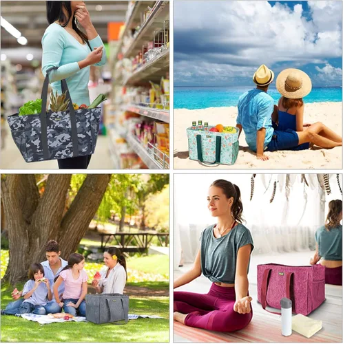 Vista 7 de BALEINE Suave bolsa de 9 galones extra grande, bolsa de almacenamiento plegable reutilizable (follaje antiguo)