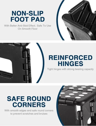 Vista 134 de Dyforce Taburete plegable de 11 pulgadas, taburete duradero para niños, taburetes resistentes para adultos, taburetes de pie compactos, taburete