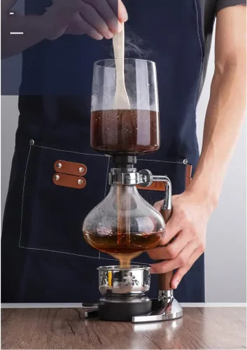 Vista 5 de JITEM Cafetera Syphon Cafetera manual retro de vidrio al vacío sifón percoladores 3-5 tazas de vidrio de mesa de sifón cafetera para café o té