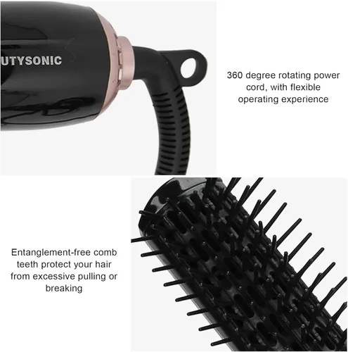 Vista 4 de Juego de cepillos de aire caliente 4 en 1, rizador con cabezales de cepillo reemplazables, rizado automático para salón o viajes