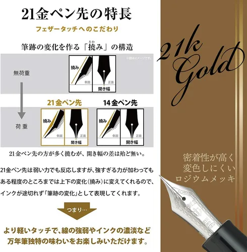 Vista 4 de Sailor 11-2024-620 - Pluma estilográfica, Pro Fit 21, color plateado, negro, punta ancha