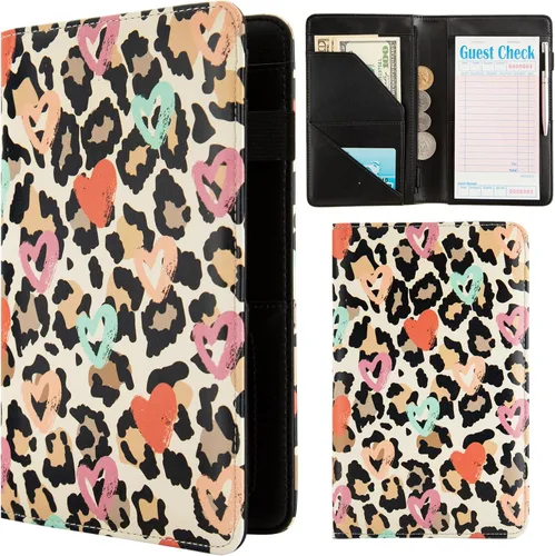 Vista 14 de Libreta rosa para mesera, libro para camarera, lindos libros para meseros con bolsillo con cierre, organizador de libros para meseras, talonario