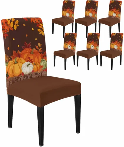 Vista 48 de Savannan - Juego de 4 fundas para sillas de árbol de Navidad, bolas de copos de nieve de color rojo invierno, fundas elásticas para sillas Parsons