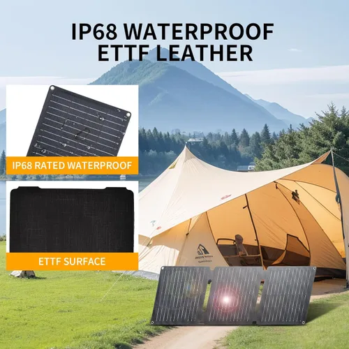 Vista 7 de Panel Solar Portátil de 30W, Cargador de Paneles Solares Plegables para Camping, Senderismo, Actividades al Aire Libre, Kit de Panel Solar