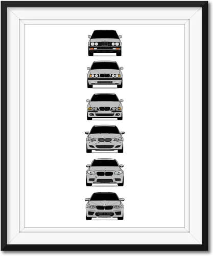 Vista 18 de Custom Car Posters Handmade Poster compatible with BMW M5 Generations and Print of BMW Car Models: E28, E34, E39, E60, F10, F90 - Multi, 8x10
