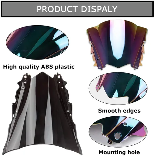 Vista 5 de PSLER Parabrisas doble burbuja para YZF R3 R25 2014-2018 2014 2015 2016 2017 2018 (iridio)