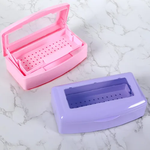 Vista 7 de Caja esterilizadora de herramientas de uñas, bandeja de esterilización de plástico, la caja de desinfección para herramientas de arte de uñas es