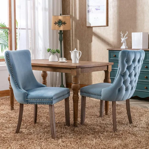 Vista 13 de Wing-Back Dining Chairs Set of 2 with Backstitching Nailhead Trim and Solid Wood Legs, American Design Upholstered Chair for Dining Room Table &